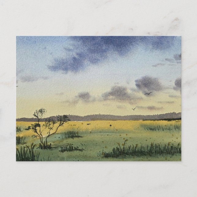Postal watercolor Landscape Painting  (Anverso)