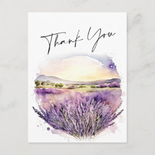 Postal Watercolor Lavender Flowers Field Gracias