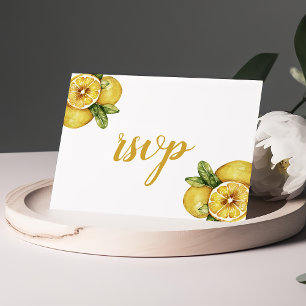 Postal Watercolor Lemons Citrus Modern Wedding RSVP