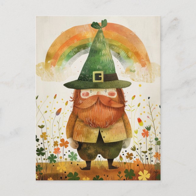 Postal Watercolor Leprechaun Whimsical St. Patrick's Day (Anverso)