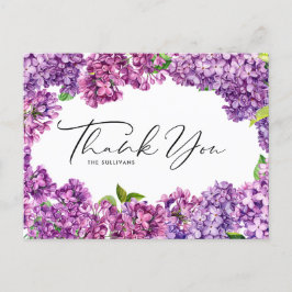 Postal Watercolor Lilac Floral Frame Botanical Gracias