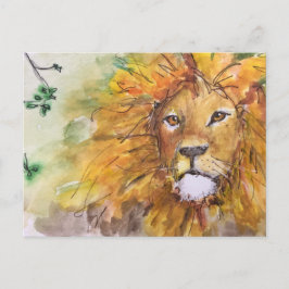 Postal Watercolor Lion Postcard