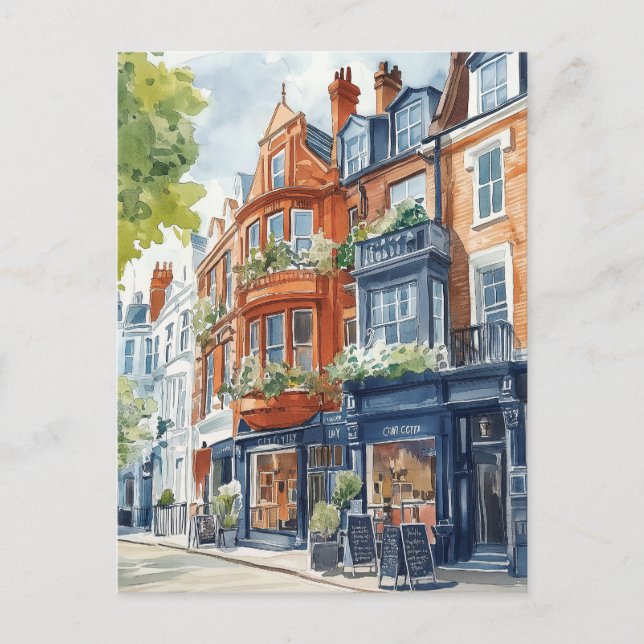 Postal Watercolor Londres: Los pueblos victorianos (Anverso)