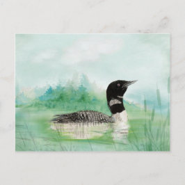 Postal Watercolor Loon Wilderness Lake Bird Naturaleza Ar