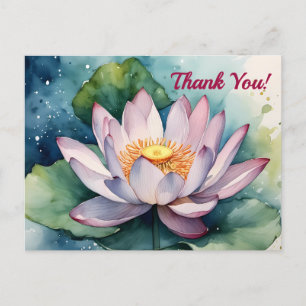 Postal Watercolor Lotus Flower Gracias Postcard