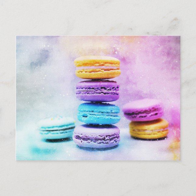 Postal Watercolor Macaroon Food Resumen (Anverso)