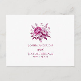 Postal Watercolor Magenta Peony-RSVP-Boda- Postcard