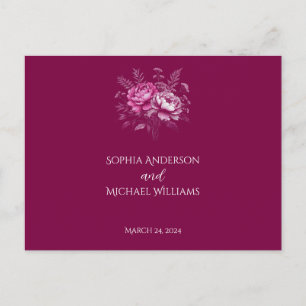 Postal Watercolor Magenta Peony-RSVP-Boda- Postcard
