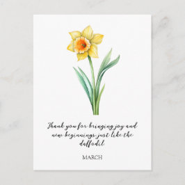 POSTAL WATERCOLOR MARCH DAFFODIL BIRTH FLOWER 