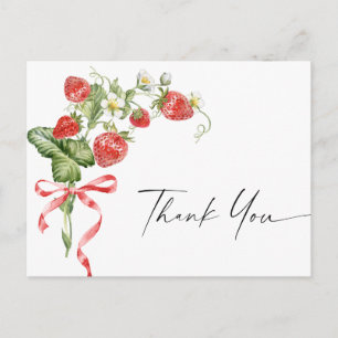 Postal Watercolor Meadow Strawberry de moda gracias