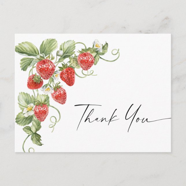 Postal Watercolor Meadow Strawberry de moda gracias (Anverso)
