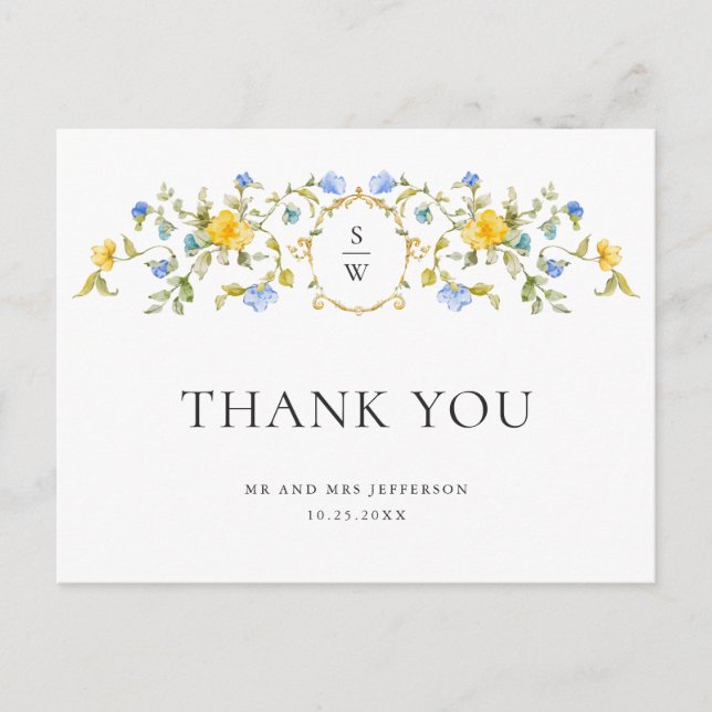 Postal Watercolor Meadow Wildflower Boho Gracias (Anverso)