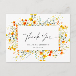 Postal Watercolor Meadow Wildflower Boho Gracias