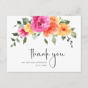 Postal Watercolor Meadow Wildflower Boho Gracias