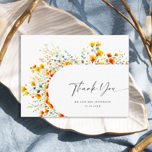 Postal Watercolor Meadow Wildflower Boho Gracias (Subido por el creador)