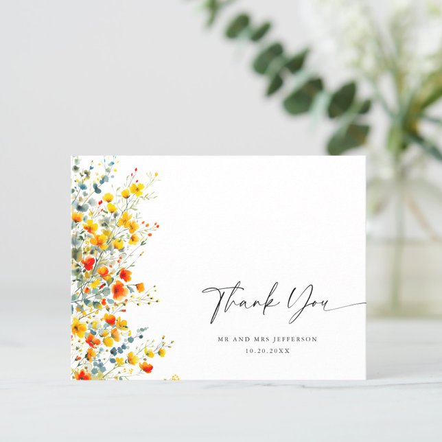 Postal Watercolor Meadow Wildflower Boho Gracias (Subido por el creador)