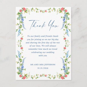 Postal Watercolor Meadow Wildflower Boho Gracias