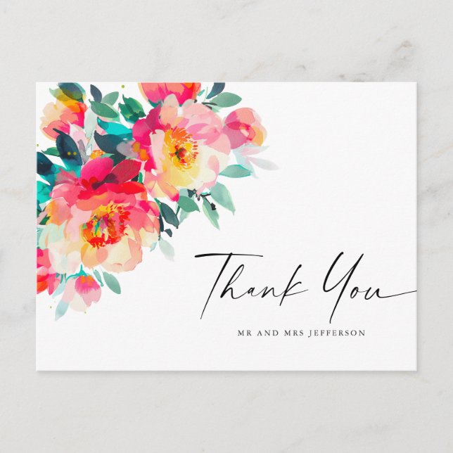 Postal Watercolor Meadow Wildflower Boho Gracias (Anverso)
