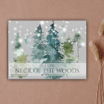 Postal Watercolor Neck of the Woods Moving Announcement<br><div class="desc">This design features watercolor trees,  string lights,  and custom typography.</div>