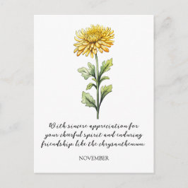 POSTAL WATERCOLOR NOVEMBER CHRYSANTHEMUM BIRTH FLOWER