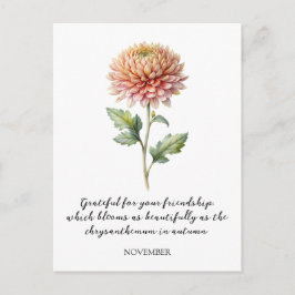 POSTAL WATERCOLOR NOVEMBER CHRYSANTHEMUM BIRTH FLOWER