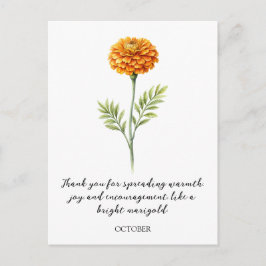 POSTAL WATERCOLOR OCTOBER MARIGOLD BIRTH FLOWER POSTCARD