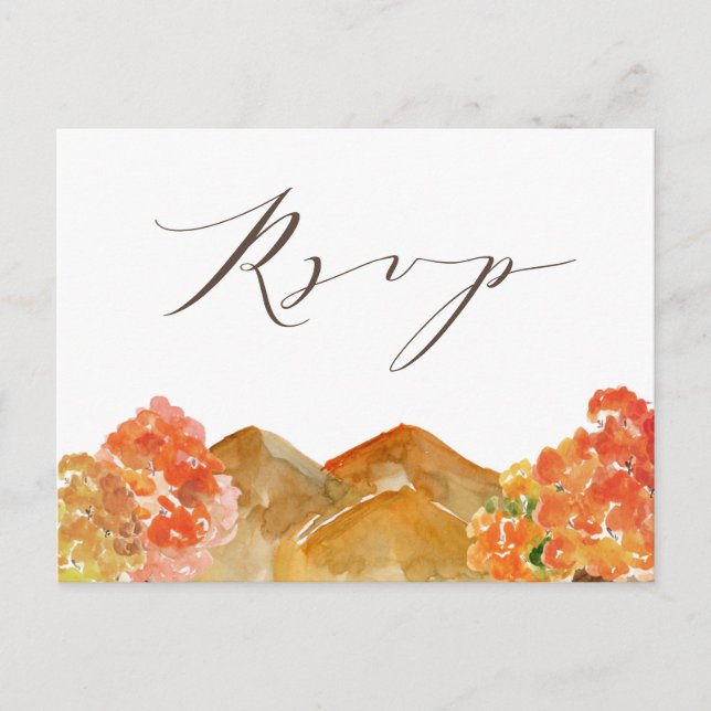Postal Watercolor Otumn Woodlands Fall Wedding RSVP (Anverso)