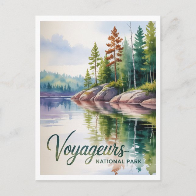 Postal Watercolor Painting of Voyageurs National Park (Anverso)