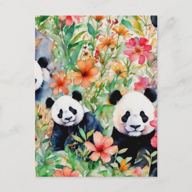 Postal Watercolor Panda Bear (Anverso)