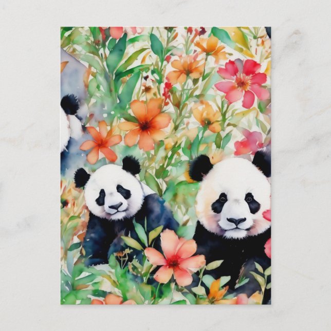 Postal Watercolor Panda Bear (Anverso)