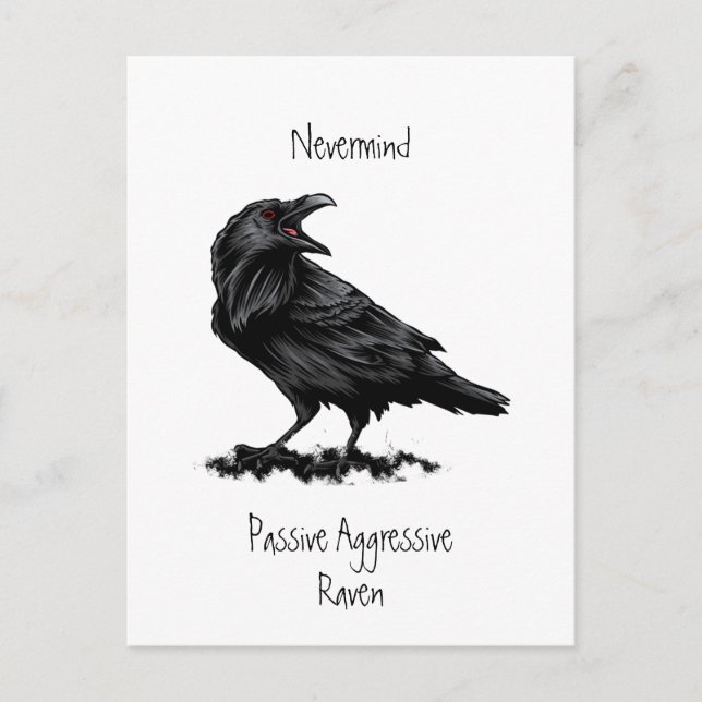 Postal Watercolor Pasivo Agresivo Raven Cita divertida (Anverso)