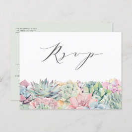 Postal Watercolor Pastel Suculents Garland Wedding RSVP