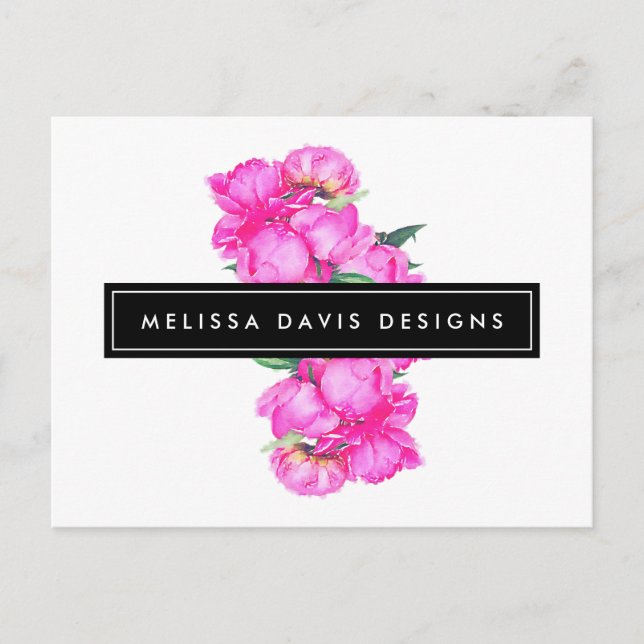 Postal Watercolor Peonies Bunch Designer Floral (Anverso)