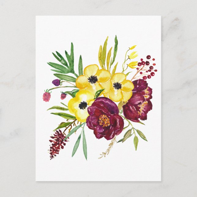 Postal Watercolor Peony Bouquet (Anverso)