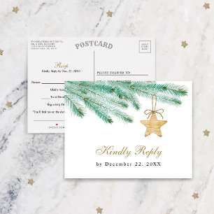 Postal Watercolor Pine Boughs Boda de Invierno RSVP