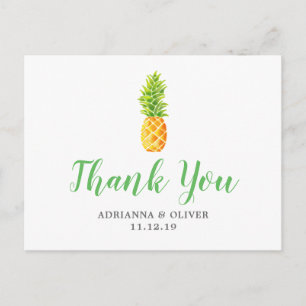 Postal Watercolor Pineapple Boda Gracias