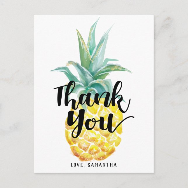 Postal Watercolor Pineapple Gracias (Anverso)