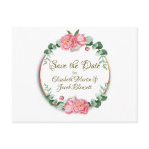 Watercolor Pink Peonies Floral Save the Date