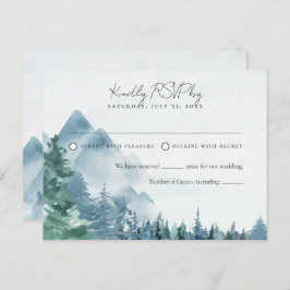 Postal Watercolor Rústico Dusty Blue Wedding RSVP