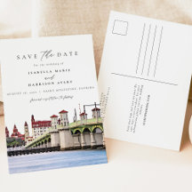 Watercolor Saint Augustine Florida Skyline Beach