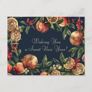 Postal Watercolor Shana Tova - azul y amarillo