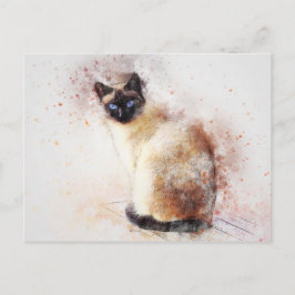 Postal Watercolor Siamese Cat
