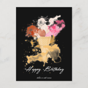 Postal Watercolor Splatter Nacimiento Helado