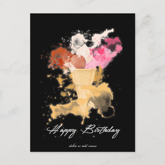 Postal Watercolor Splatter Nacimiento Helado (Anverso)