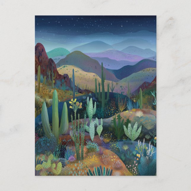 Postal Watercolor Style Fantasy Desert Landscape (Anverso)