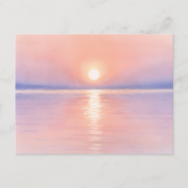 Postal Watercolor Style Sun - Seascape Art (Anverso)