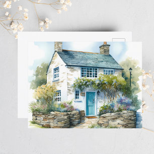 Postal Watercolor Summer English Country Cottage