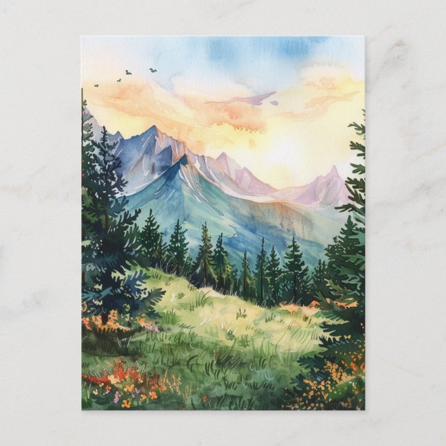Postal Watercolor Summer Mountain (Anverso)