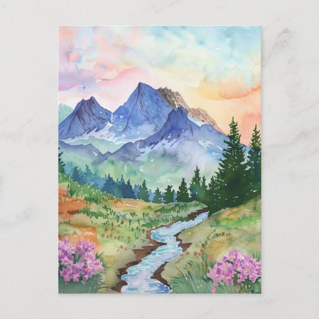 Postal Watercolor Summer Mountain (Anverso)