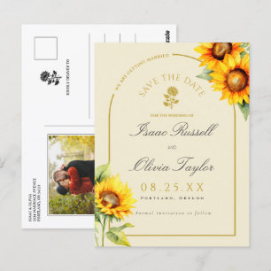 Postal Watercolor Sunflower Arch Foto Guardar fecha